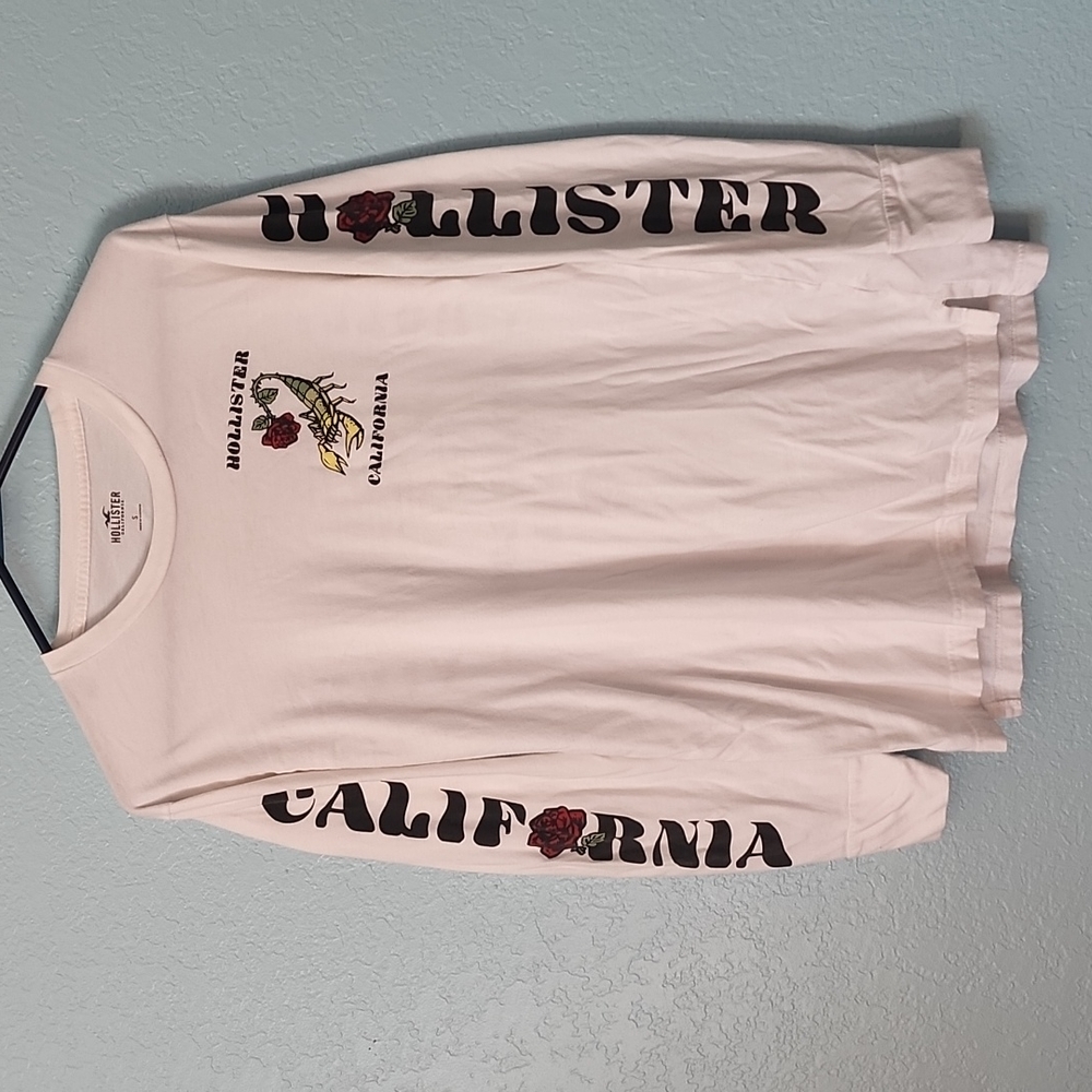 Hollister California pink long sleeve scorpion with rose size small t-shirt